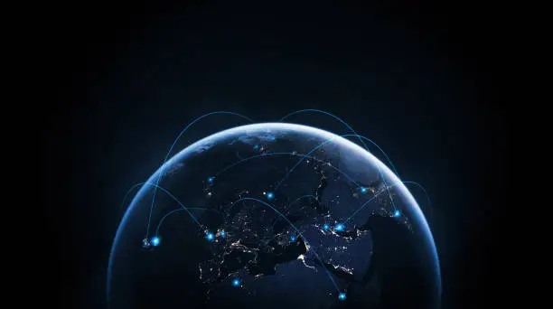 Photo of Global communication network.