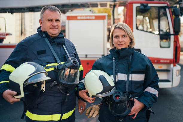 istock Portrait of colleagues firefighters 1356575866