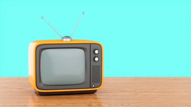 istock 3D Rendering Old Vintage Retro Television isolated on wood table 1356575873