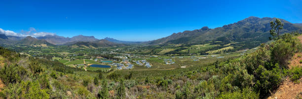 istock Panoramic photo over Franschhoek near Cape Town 1356579525