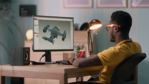 istock Black 3D designer working at home 1356583060