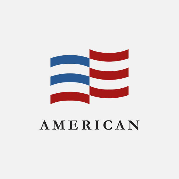 abstract simple united states of america flag, usa flag, american flag logo icon vector on white background - amerikan kültürü illüstrasyonlar stock illustrations