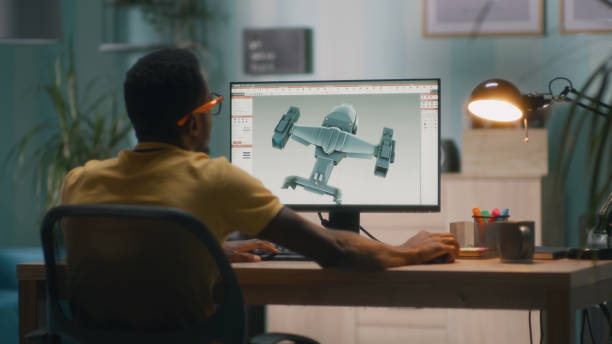istock 3D designer creating aircraft model for videogame 1356584074