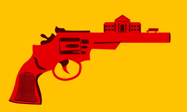 ilustraciones, imágenes clip art, dibujos animados e iconos de stock de ilustración de tiro escolar - gun violence