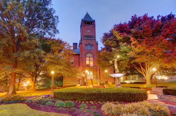 The Red Brick Courthouse was built in 1891 and is the third courthouse to stand in this location.