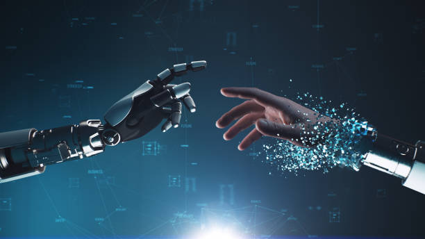 istock 3D Render of robot changing cyborg into human 1356592135