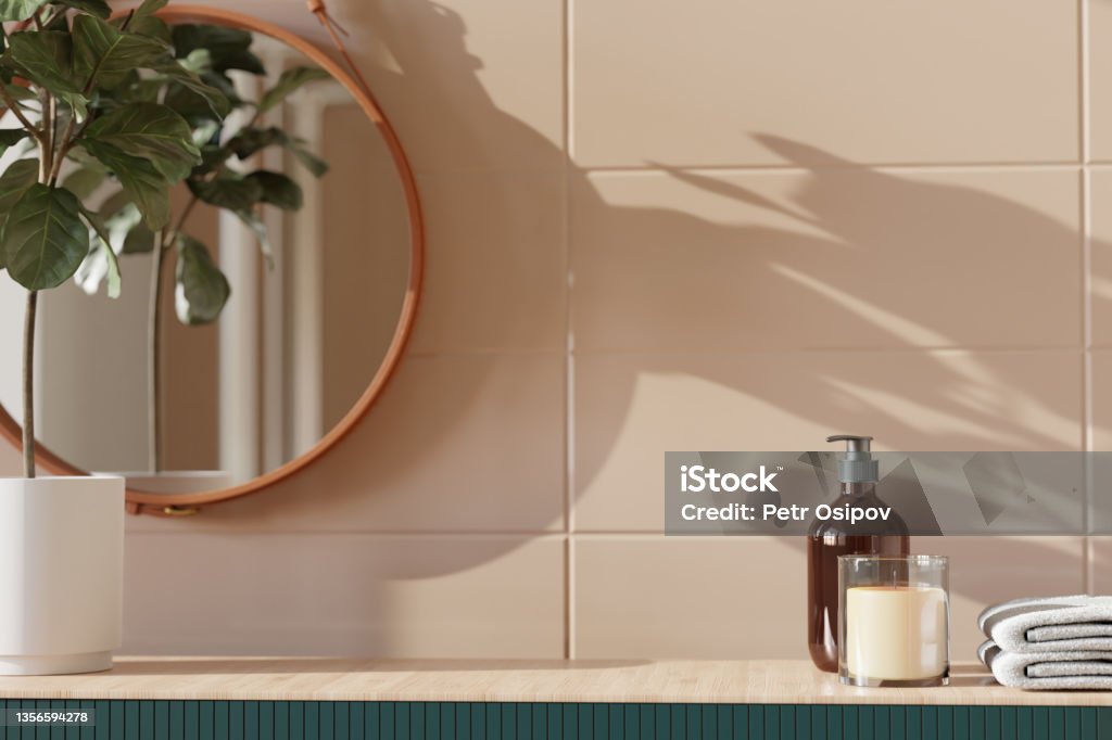Mockup for products for skin or hair care. 3d rendered Mockup for products for skin or hair care. 3d rendered. High quality 3d illustration Bathroom Stock Photo