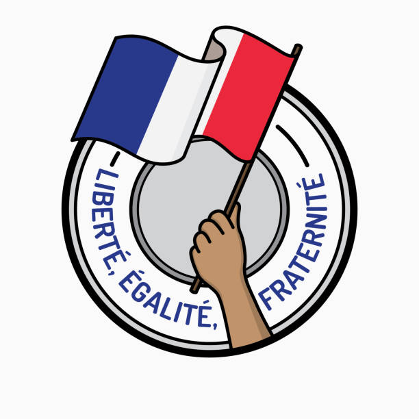 illustrations, cliparts, dessins animés et icônes de badge avec drapeau français - latin motto