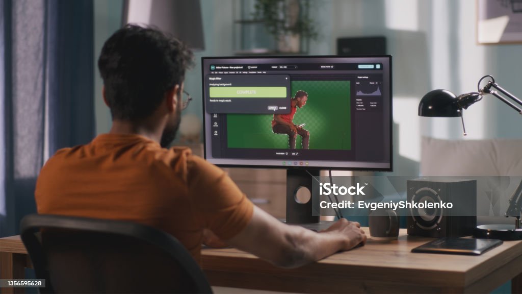 Computer 3d Edit Image 3d Designer Editing Video On Computer Stock Photo - Download Image Now ...