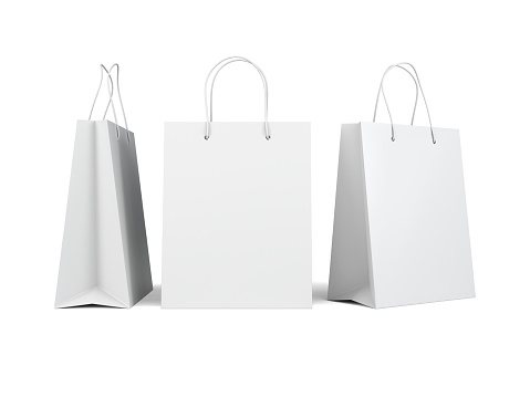 3 different view of shopping bag isolate on white background 3d rendering