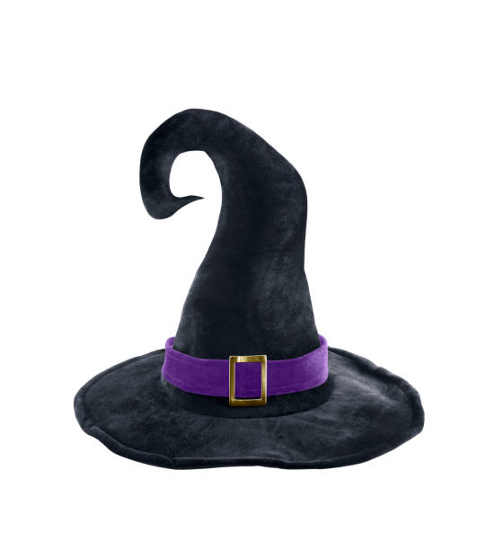 Black halloween witch hat isolated on white background with clipping path Black halloween witch hat isolated on white background with clipping path witchs hat stock pictures, royalty-free photos & images