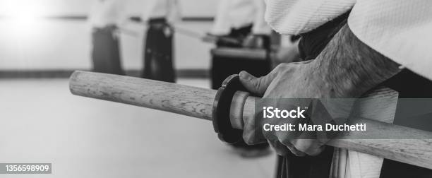 Person Practicing Aikido In A Dojo Background Stock Photo - Download Image Now - Martial Arts, Black Belt, Aikido