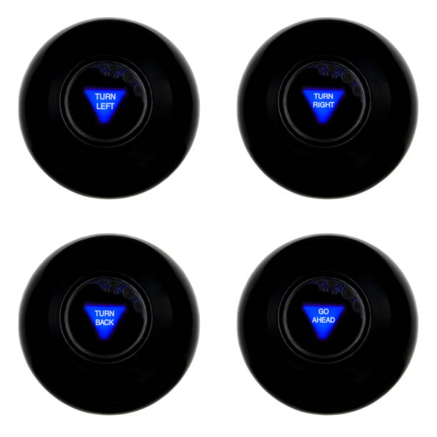 istock Set of four magic 8 balls with turn predictions isolated on white background 1356600187