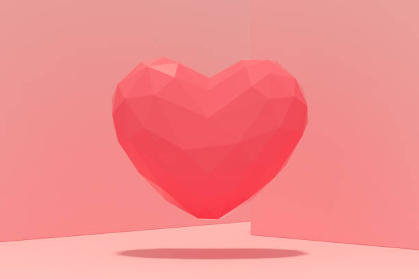 istock Valentine's Day Heart Low Poly on Pink Background 1356600674