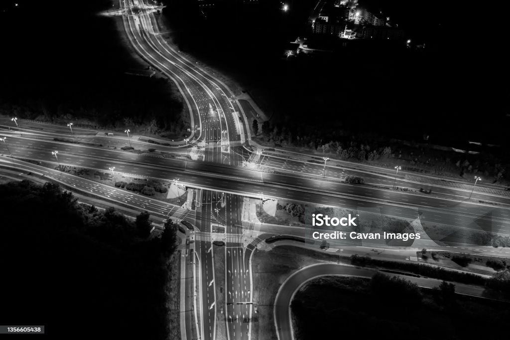 Aerial view of a Unique City Roads and Interchanges, Bangkok Exp Aerial view of a Unique City Roads and Interchanges, Bangkok Exp in Warsaw, Masovian Voivodeship, Poland 2015 Stock Photo
