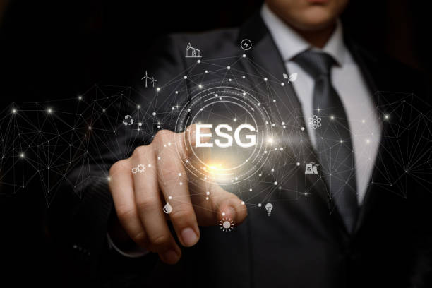 istock Businessman working on virtual screen with environmental social governance business strategy. 1356609839