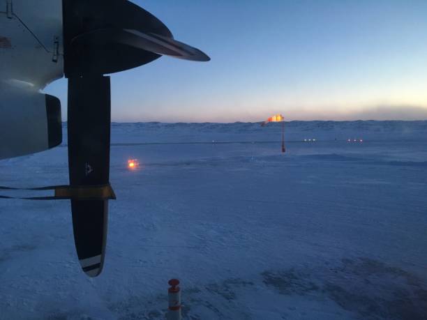 view from plane landing in nunavik
