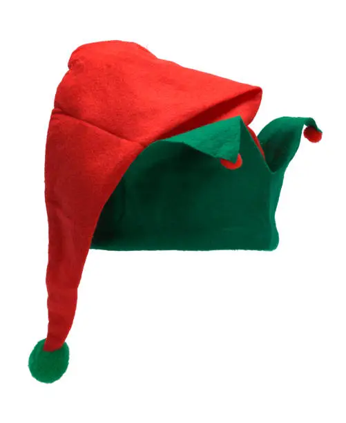 Felt Red and Green Elf Hat Cut Out.