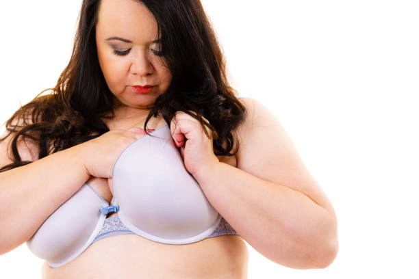 istock Fat woman big breast wearing bra 1356620483