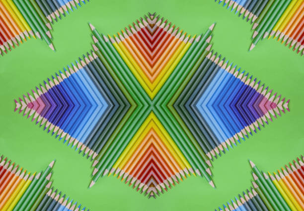 Color pencils arranged in a white background