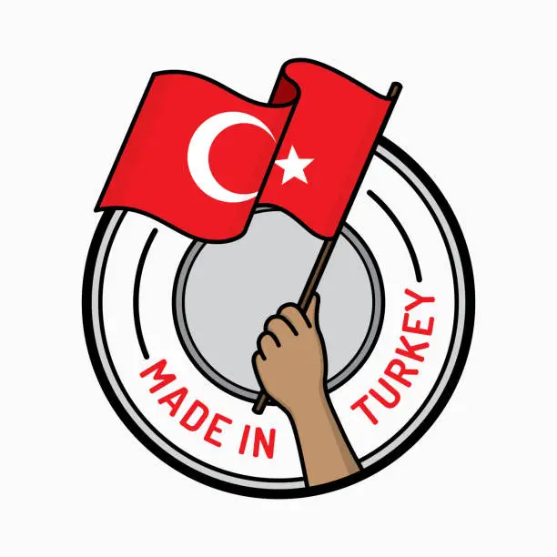 Vector illustration of Badge with Turkish flag