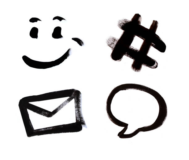 istock Dialogue illustration icons collection face, letter, chat bubble and diese black brush line art 1356625781