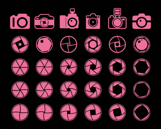 ikona závěrky fotoaparátu - bránění fotky stock ilustrace