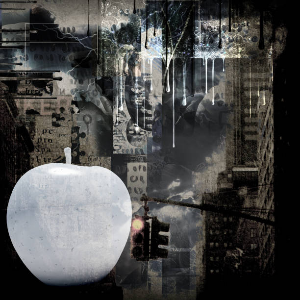istock White apple. Modern urban grunge art 1356629226