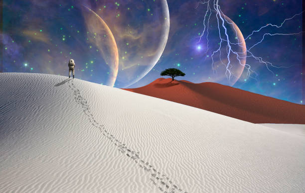 istock Astronaut in Surreal White Desert 1356630345