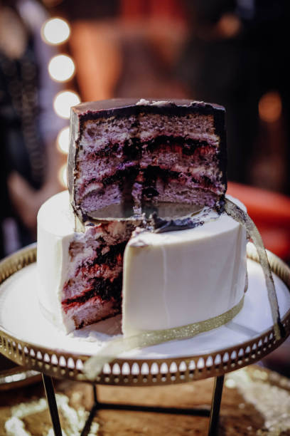 istock Blueberry white violet delicious sponge cake. 1356630932