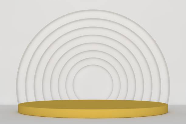 istock 3D Yellow Stands, Product Stand, Blank Scene 1356633903