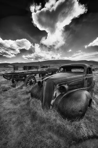 istock Old car wreck in Bodie ghost town in California 1356634745