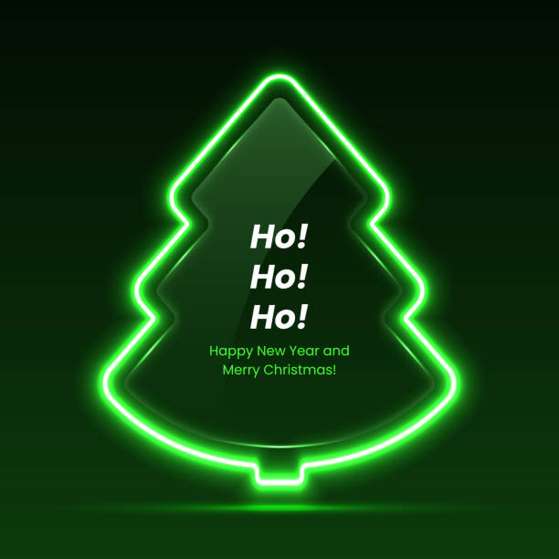stockillustraties, clipart, cartoons en iconen met christmas tree with neon light. new year's banner, poster, postcard. vector. - green friday