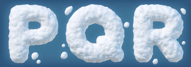 Snowy alphabet with letters P, Q, R
