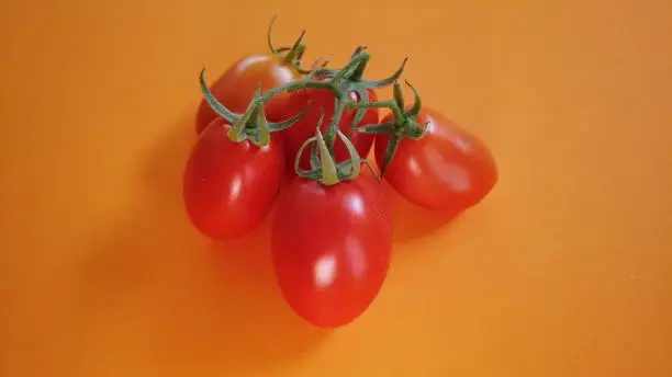 Organic tomatoes with orange background