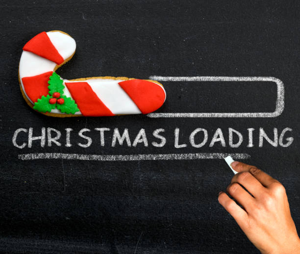 istock Chalkboard Holiday Decoration - Christmas loading Candy Cane 1356641182