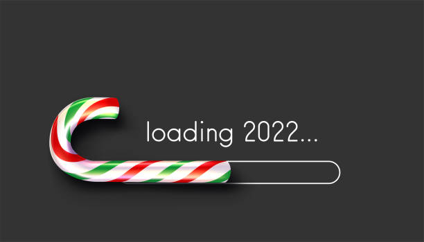 candy cane christmas loading 2022 bar auf schwarzem hintergrund. - 1 advent stock-grafiken, -clipart, -cartoons und -symbole