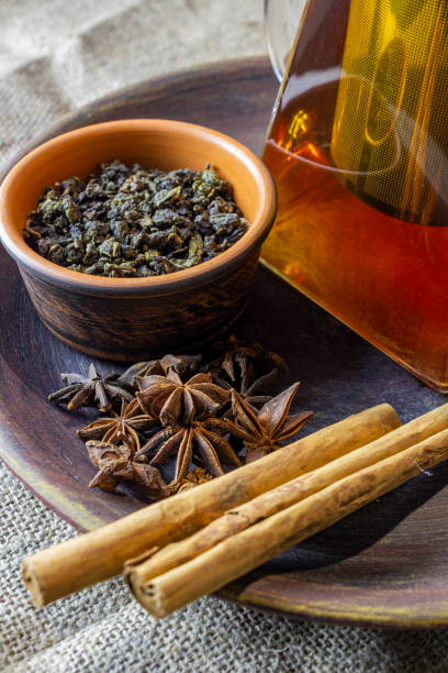 istock Hot tea for relaxing mood with star anise, cinnamon and cardamon 1356643440
