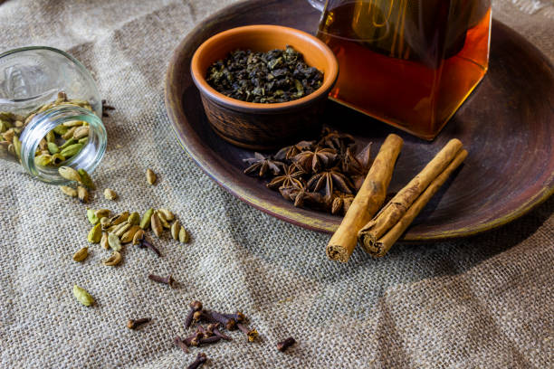 istock Hot tea for relaxing mood with star anise, cinnamon and cardamon 1356643946