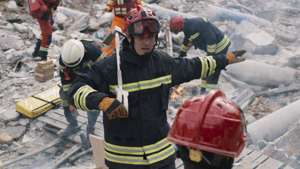 istock Men speaking during rescue mission 1356648229