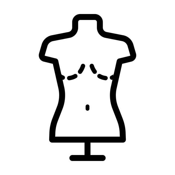 白い背景にマネキンアウトラインアイコンロゴコンセプト - mannequin dressmakers model male torso点のイラスト素材／クリップアート素材／マンガ素材／アイコン素材
