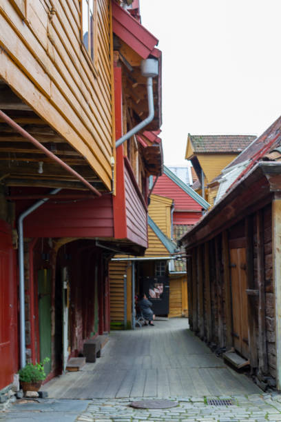istock Ancient buildings in old Bryggen in Bergen 1356651829