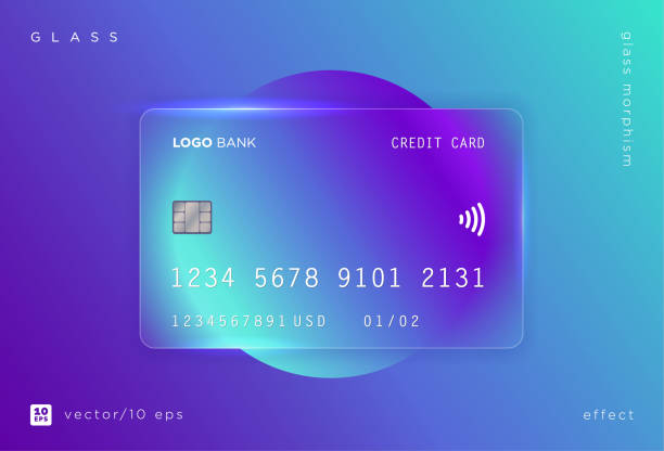 istock Translucent bank card, frosted glass and sphere. Place for your text. 1356652285