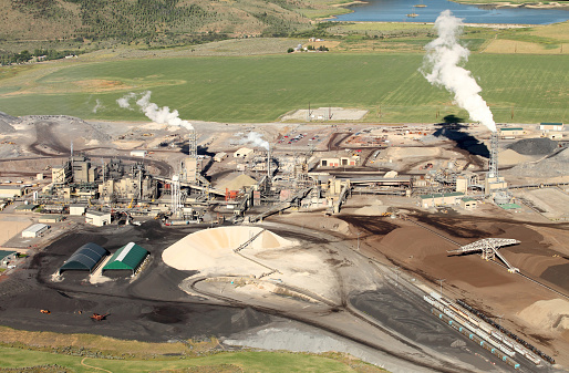 An aerial view of a phosphate mine processing facility in south eastern Idaho.