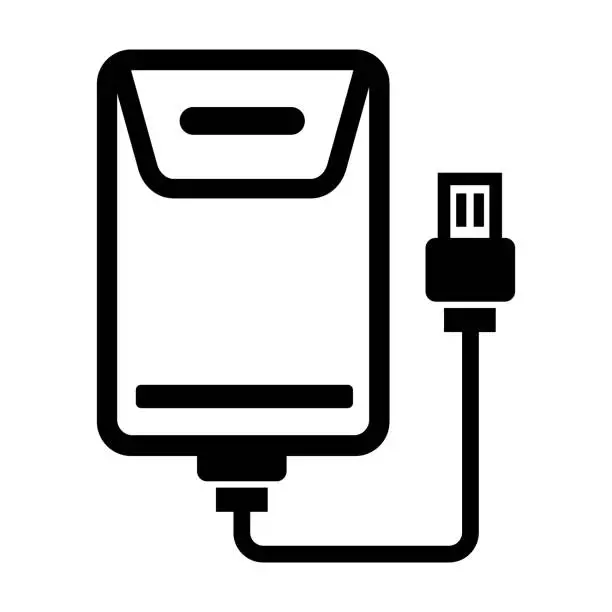 Vector illustration of portable hard drive icon outline