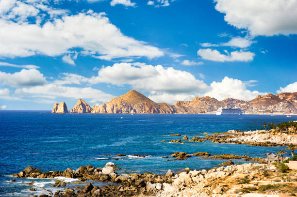 Scenic view of the Sea of Cortez and Cabo San Lucas. stock photo