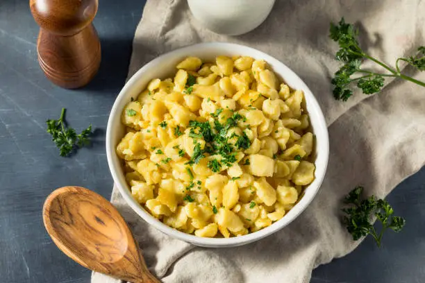 Healthy Homemade German Spaetzle Noodles with Butter and Parsley