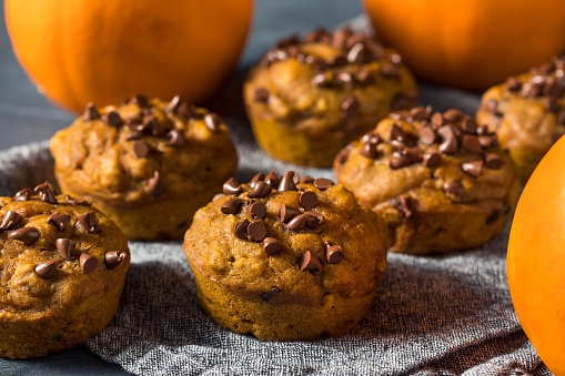 Healthy Homemade Chocolate Chip Pumpkin Muffins Ready to Eat