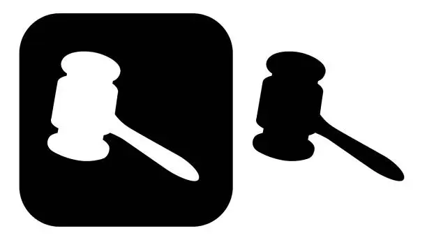 Vector illustration of Black And White Gavel Icons