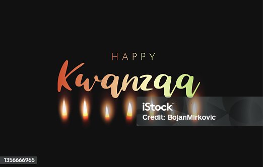 istock Happy Kwanzaa card with candle flames. Vector 1356666965